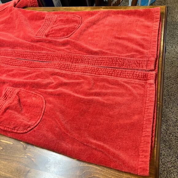 VTG State O Maine Red Terry Cloth Bathrobe 100% Cotton Heavyweight One Size - Picture 12 of 16